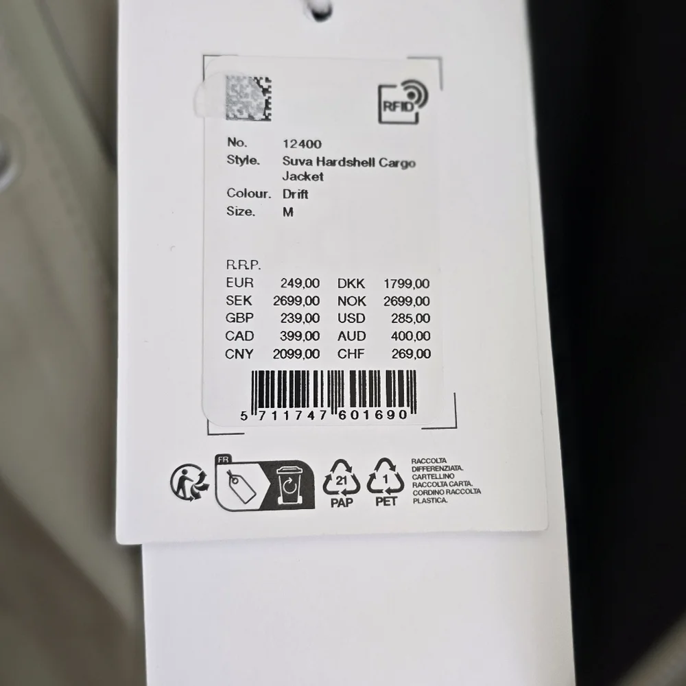 NWT! RAINS, UNISEX, Suva Hardshell Cargo Jacket, Drift, Size Medium, MSRP $285 - Picture 15 of 16